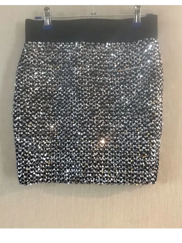 Forever 21 Silver Sequin Mini Skirt - Shimmer Disc Detail - Image 8