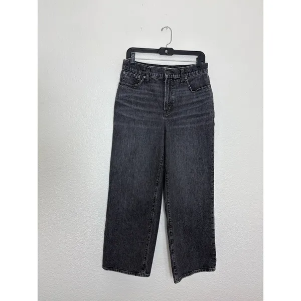 Madewell The Perfect Vintage Wide-Leg Crop Jeans Size 29 Washed Black Robles - Image 4