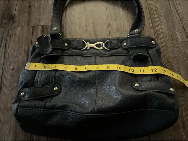 VTG Y2K Black Horsebit Hardware Shoulder Bag Genuine Leather - Image 5