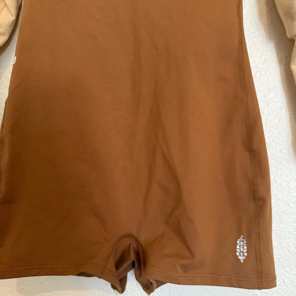 Nwot Free People Fp Movement Camel Guiding Light Layered Shortsie Romper Shorts - Image 6