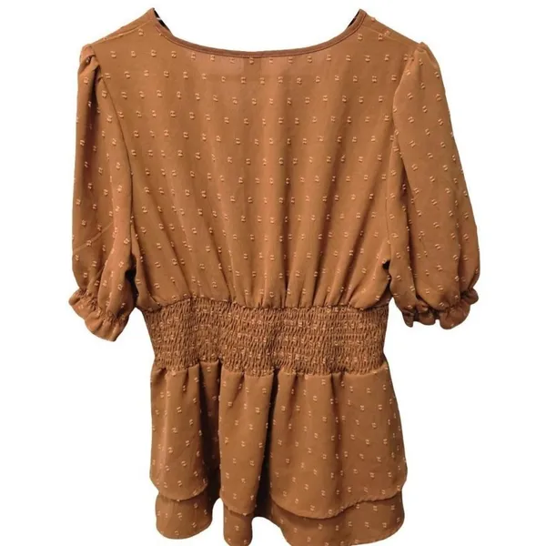 Shein Burnt Orange Ruffled Waist Blouse‎ - Image 5