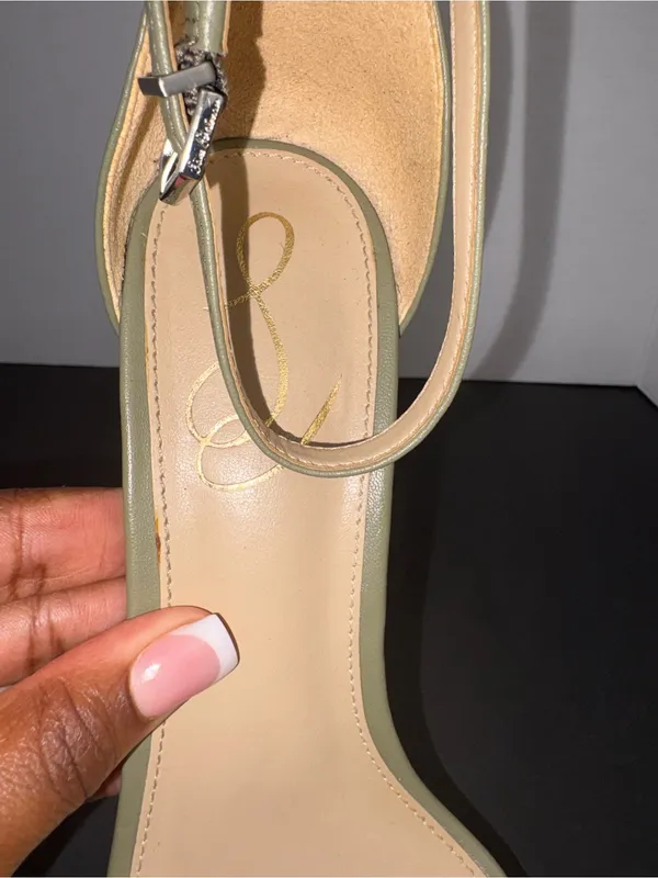 Olive Green High Block Heel Ankle Strap Sandal Sam Edelman Size 8 - Image 8