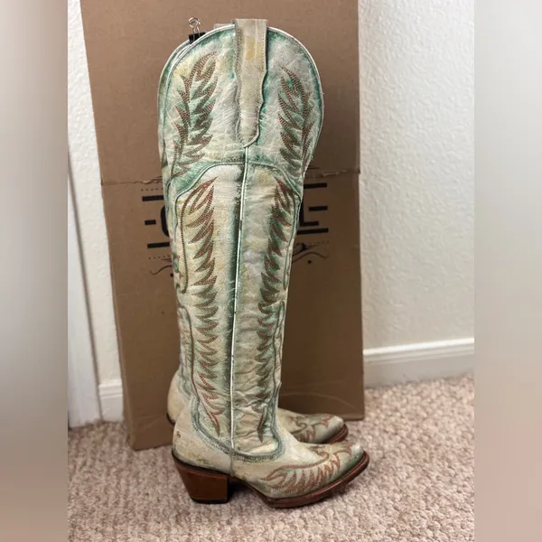 Corral Turquoise and Brown Western Boots Size 7M - Image 7