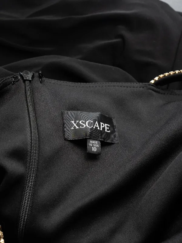 XSCAPE - Asymmetric‎ Rhinestone Strap Gown - Image 4