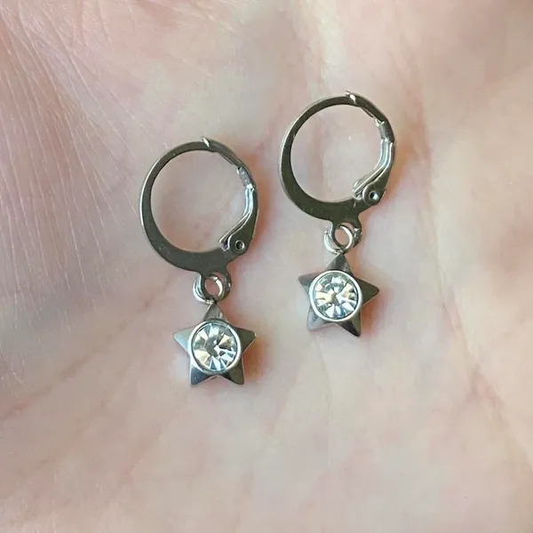 Handmade funky grunge y2k simple mini stainless star earrings 🌙 - Image 5