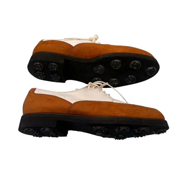 Tag Golf Cleats Two Tone Saddle Oxford Shoes Size 7 Brown White Leather Suede - Image 7