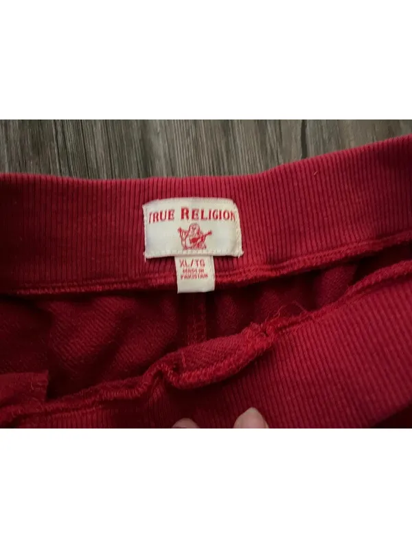 True Religion Red Sweat Shorts Sz XL Horseshoe - Image 2
