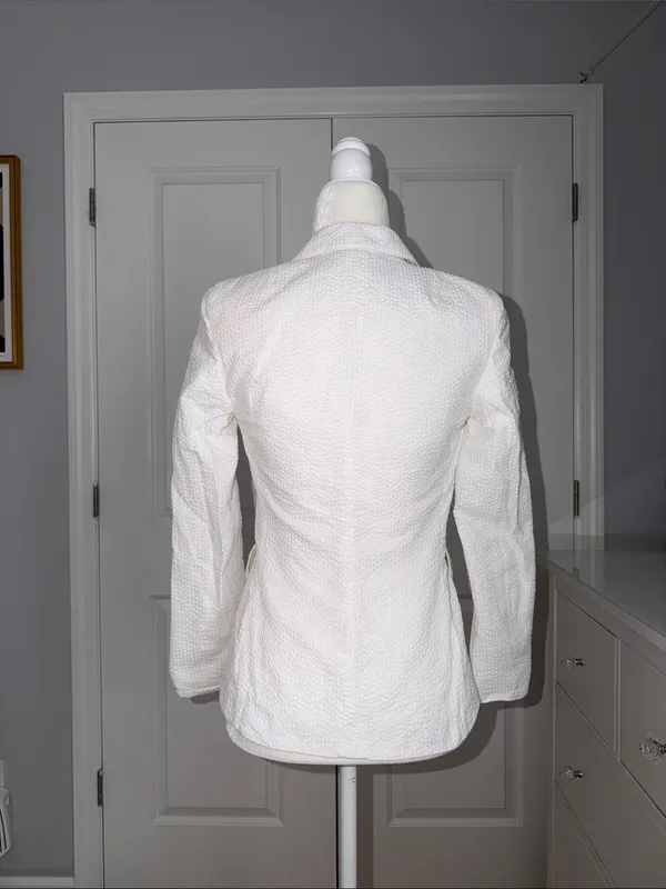 Akris Punto White Textured Single-Button Blazer - Image 5
