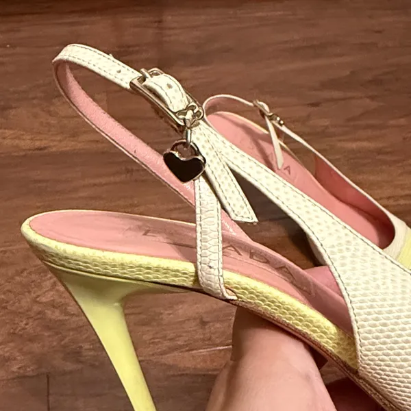 Escada Butter Yellow Slingback Heels Retro Minimalist Quiet Luxury Career - Image 3