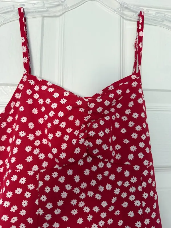 Red Floral Midi Dress - Image 3