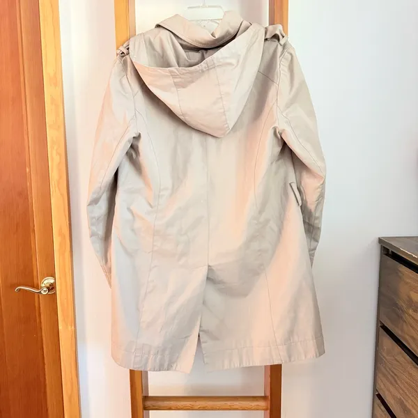 Michael Kors Single Breasted Beige Trench Coat Rain Coat Removable Hood Large - Image 4