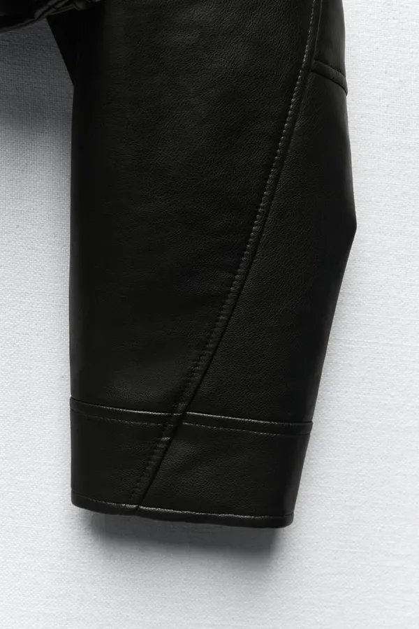 ZARA jacket biker faux leather cropped coat - Image 14