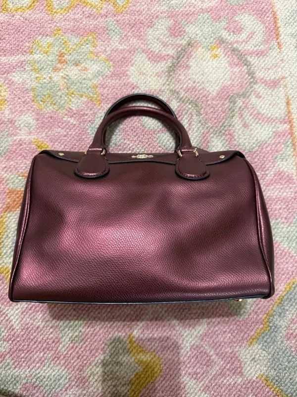 Coach Mini Bennett Satchel Crossgrain Leather Metallic Cherry Crossbody - Image 2