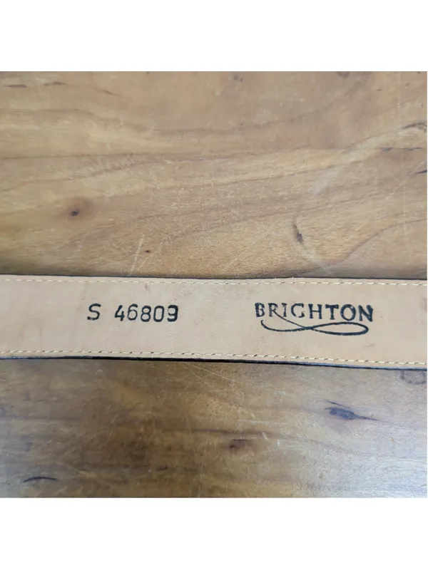 90's Vintage Brighton Leather Embossed Belt with Elephant Buckle Small - Image 2