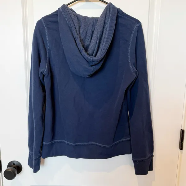 VTG Aeropostale Womens Y2K Navy Hooded Sweatshirt Large Preppy Mall Spellout - Image 4
