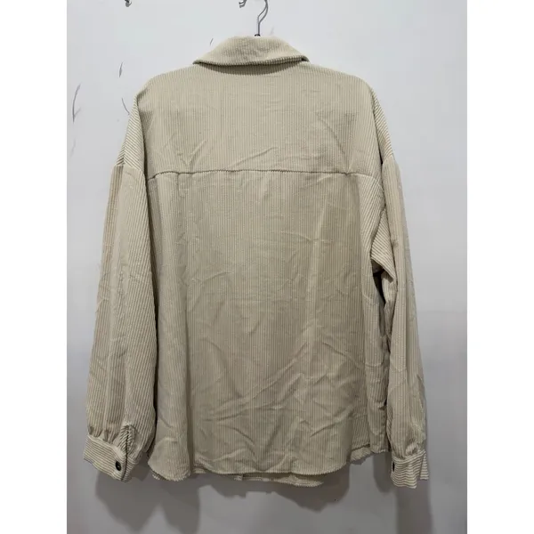 SHEIN Women Cream Corduroy Button Down Shacket Jacket Beige Size L - Image 5