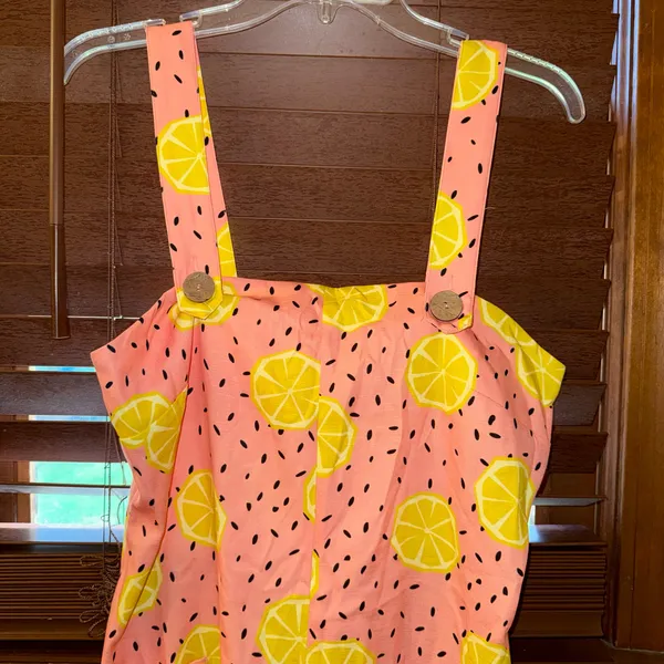 NWT $148 Anthropologie x Hutch Pink Lemon Short Front Patch Pockets Overalls S - Image 10