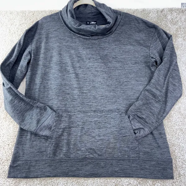 Crane Pullover Cowl Neck Pullover Womens XL Gray Heathered Thumbholes Athletic‎ - Image 2