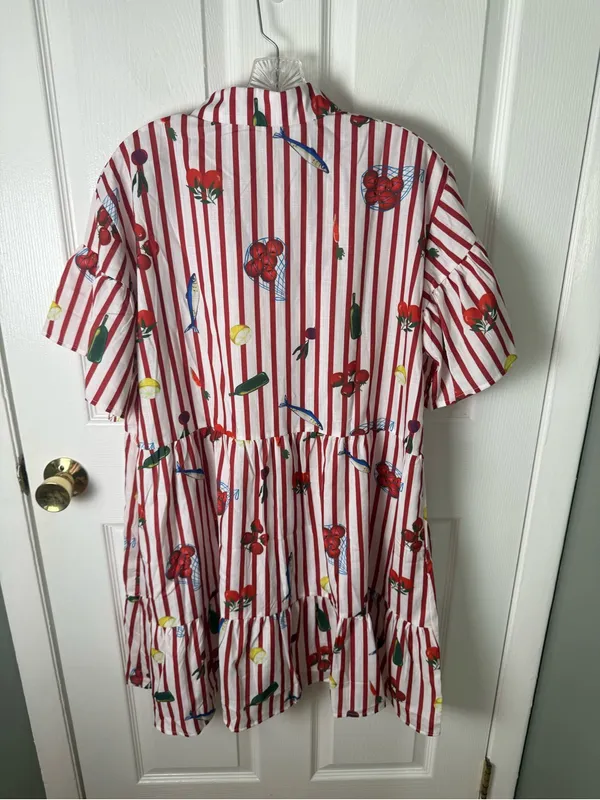 Petal & Pup Peachy Mini Dress in Red Picnic Stripe L - Image 6