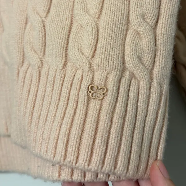 Aritzia Sunday Best Merino Wool Cotton Lottie Cable Knit Cropped Polo Sweater XS - Image 6