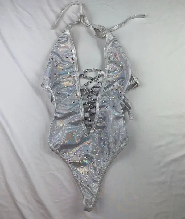 NEW Lingerie Bodysuit Silver - Image 6