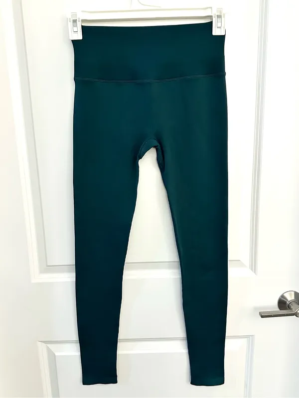 ALO Yoga Seamless Ribbed Mindful Movement Legging Midnight Green XS - Image 3