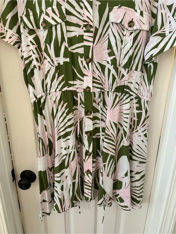 LOFT NWT pink and green palm dress xl - Image 4