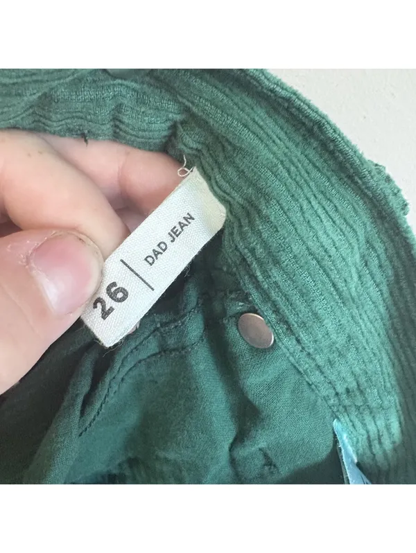 Pacsun Green Corduroy Dad Jeans High Rise Straight Leg Button Fly Size 26 - Image 10