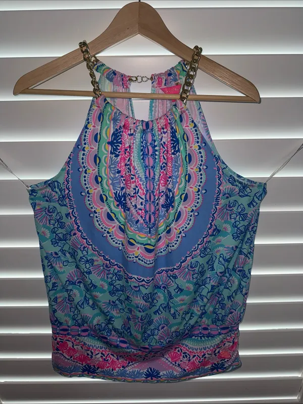 Lilly Pulitzer Multicolor Halter Camisole with Chain Straps - Image 4