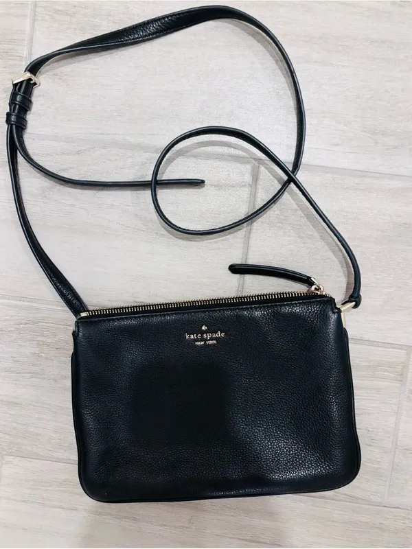 Kate Spade Black Pebbled Leather Crossbody with Gold Hardware - Image 2