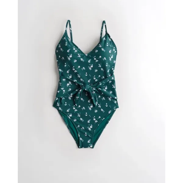 Hollister One Piece Floral Low Back V Neck‎ Front Tie Swimsuit Sz XL - Image 11