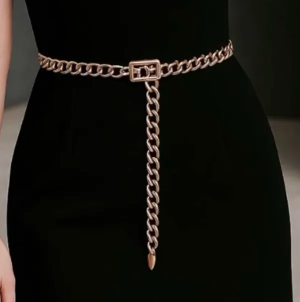 Gold Chain Belt Waist Belt Minimalist Statement Accessory - Image 2