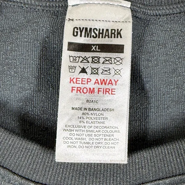 Gymshark Adapt Fleck Seamless‎ Long Sleeve Crop Top XL Dark Grey Marl B2A1C - Image 4