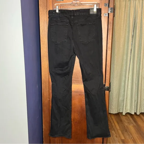 American Eagle High Rise Skinny Kick Black Jeans Y2K Grunge Cropped Flare 14L - Image 5