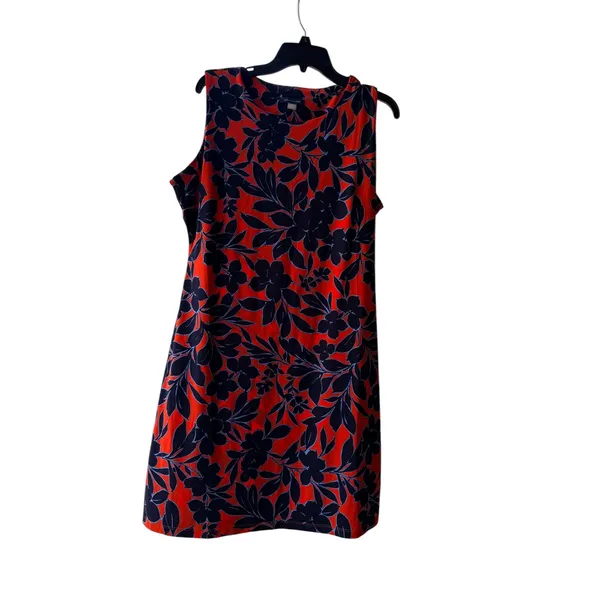 Tommy Hilfiger Orange Navy Blue Floral Sleeveless Sheath Dress Size 14 - Image 4