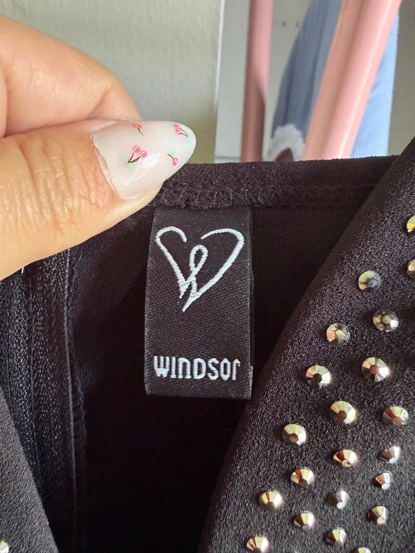 Windsor Rhinestone Embellished Strapless Black Homecoming Formal Dress - Image 5
