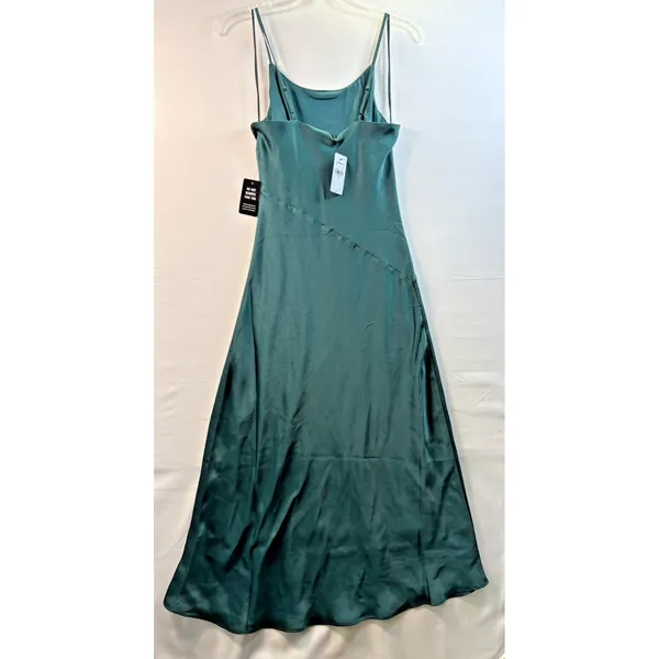 Express Women's Slip Dress Green‎ Jewel tone Satin Midi Spaghetti Strap NwT XS - Image 2