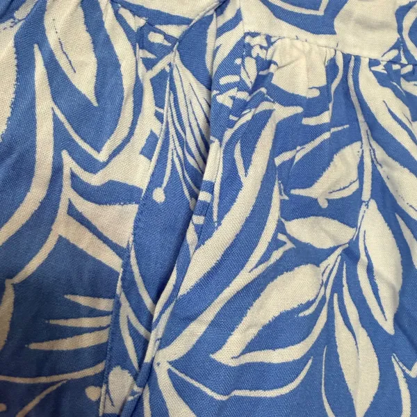 Old Navy Women Blue White Floral Tropical Smocked Tiered Maxi Dress Large - Image 8