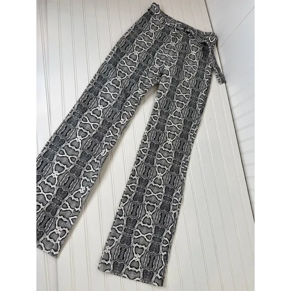 I.AM.GIA Shiraz Snake Print Pants Black White High Waisted Belted Womens Size XS - Image 6