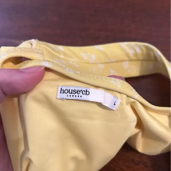 House of CB‎ Mariposa Yellow White Floral Print Bikini Bottoms Swim NWT Size L - Image 4