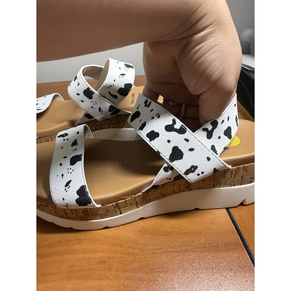 NWOT Maui Island Cow Print Platform Sandals Women's Size 9M Strappy Wedge Boho - Image 2