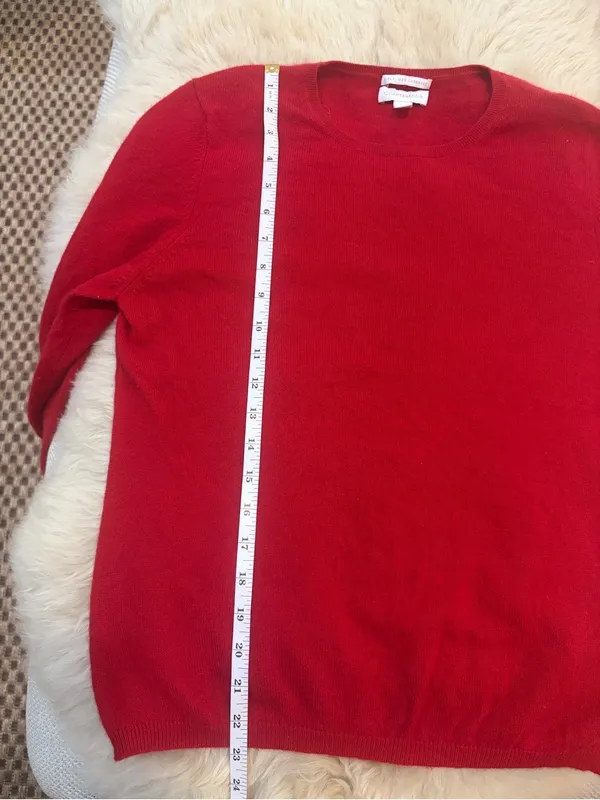 Charter Club Red Crewneck Cashmere Sweater Preppy Holiday Valentines Christmas L - Image 7