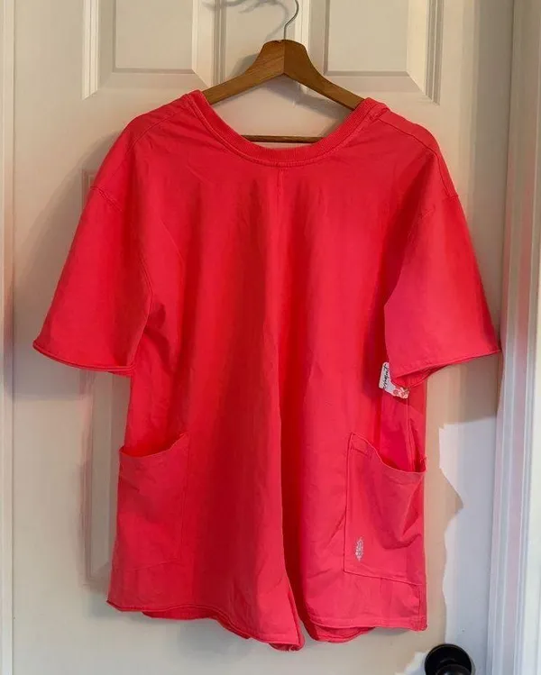 Free People FP Movement Hot Shot Tee Romper Electric Sunset Neon Pink XS NWT - Image 2