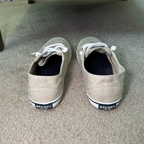 Women’s Sperry No Lace Rope String Sneakers Flats Oatmeal Tan Size 8 - Image 5