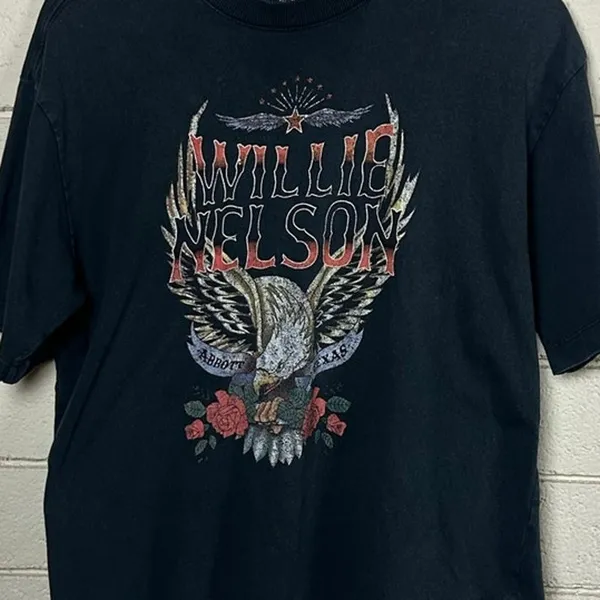Willie Nelson Black Band Tee size M Size M - Image 6