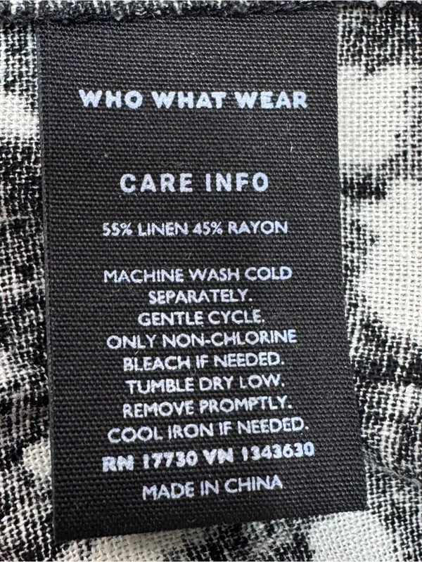 Who What Wear Linen Puff Sleeve Spotted Mini Shift Dress Black White Large - Image 11