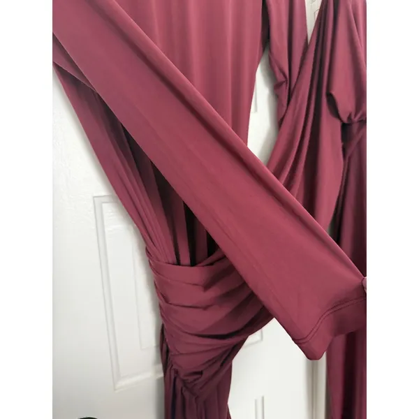 Bardot Alix Maxi Long Sleeve Turtleneck Draped Sash Ruched tie front dress US 6 - Image 12