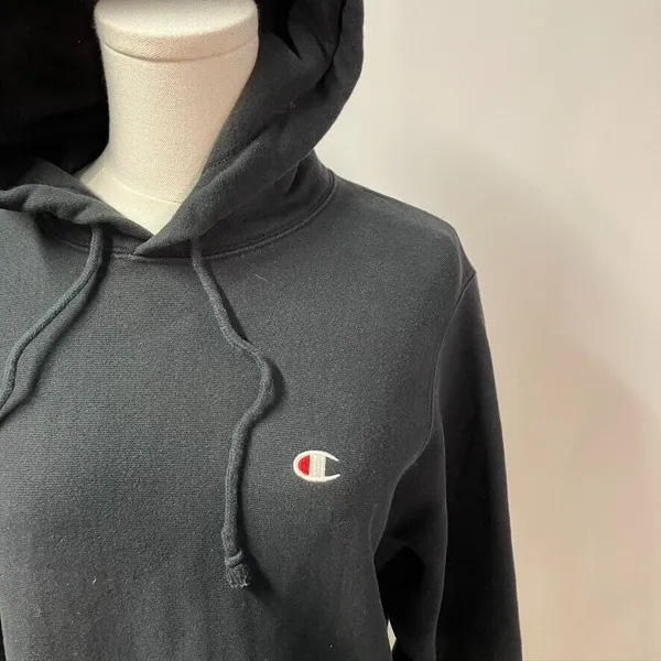 Champion Reverse Weave‎ Fleece Pullover Hoodie Black Womens Size Small Classic - Image 2