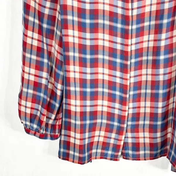 Madewell Broadway & Broome Size Large Top Pemberley Blouse‎ Silk Plaid 1236 - Image 6