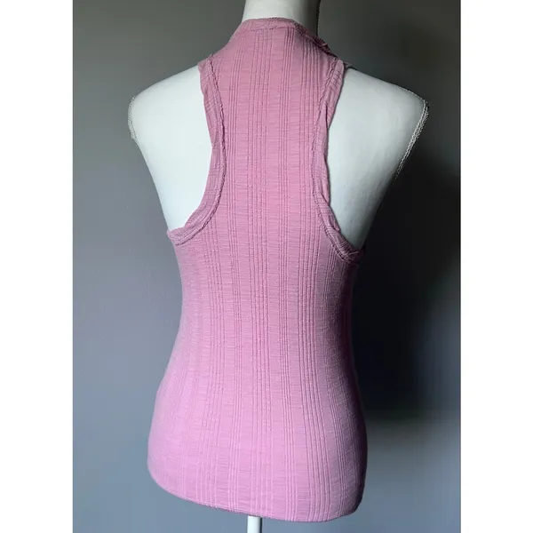 Pilcro Anthropologie Light Pink Ribbed High Neck Tank Top Cotton Size Small - Image 5